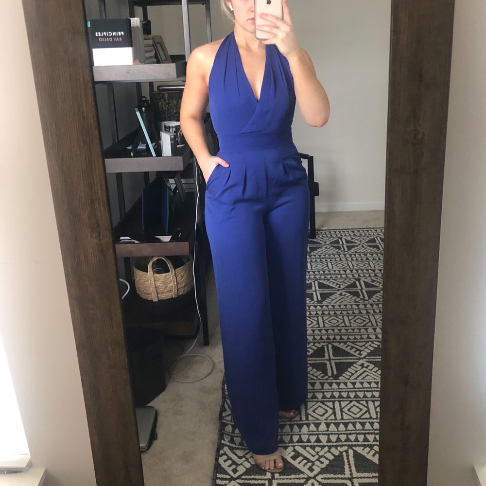 Bebe Wide Leg Halter Jumpsuit